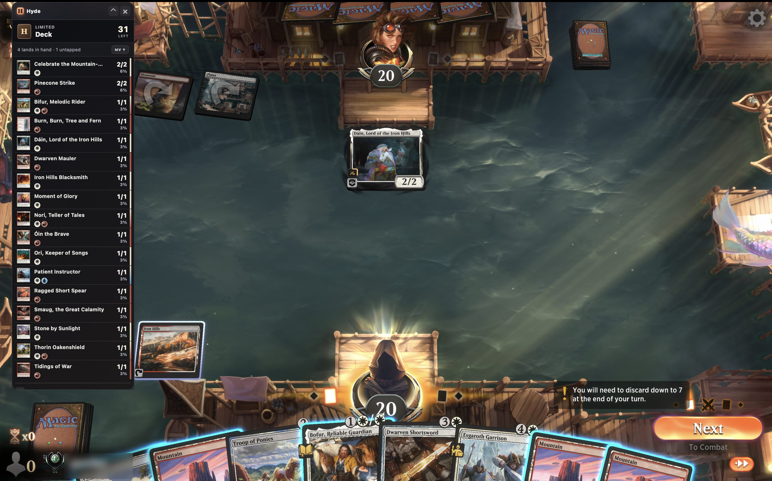 Hyde deck overlay during a live MTG Arena game